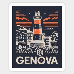 Genoa Italy - Minimalist Lighthouse Linework Sticker